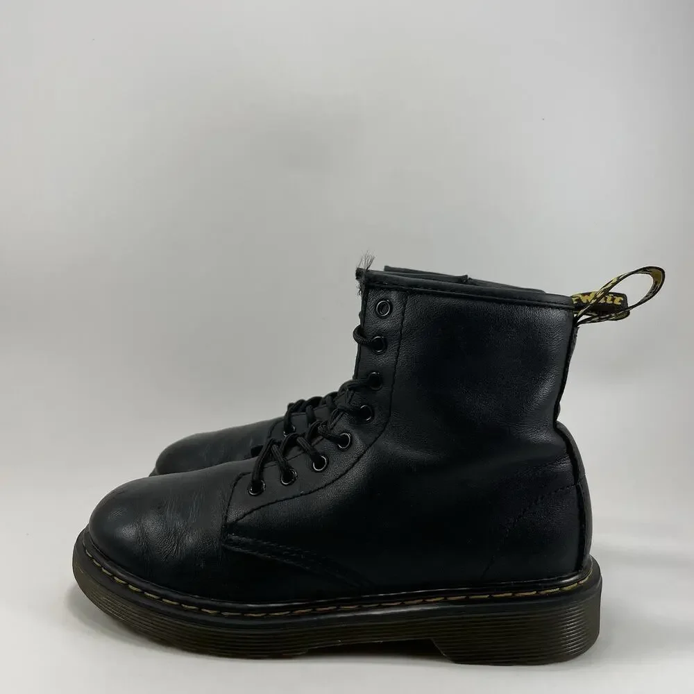 Dr Martens Docs 1460 J Combat Boots Little Girls Size 3 Black Leather Lace Up